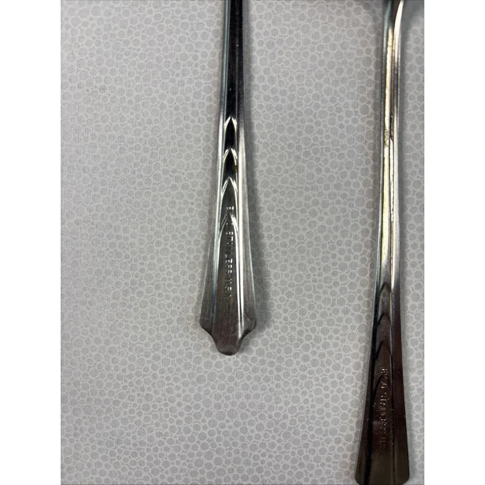 Set Of 5 Ekco EKS7 Stainless Iced Tea Spoons Glossy USA Flatware 7.5